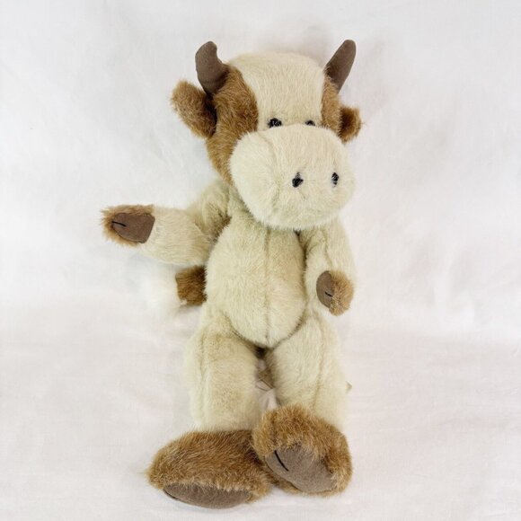 Spotted Brown & Cream Herman Beefcake Cow Plush Stuffed Animal New w Tags Bean - Picture 1 of 8